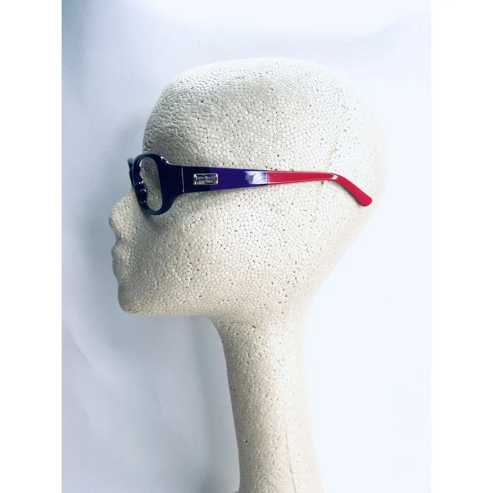 Kate Spade NY Black Purple Red Rectangular Wrap Eyeglasses Paxton 53 16 130